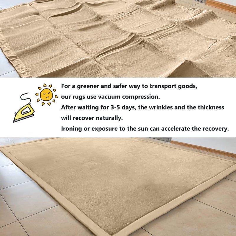 Loartee Coral Velvet Crawling Rug (5.0'x 6'8", Brown) for Toddler Children Play Area Rug Yoga Mat Exercise Pad - Image 5